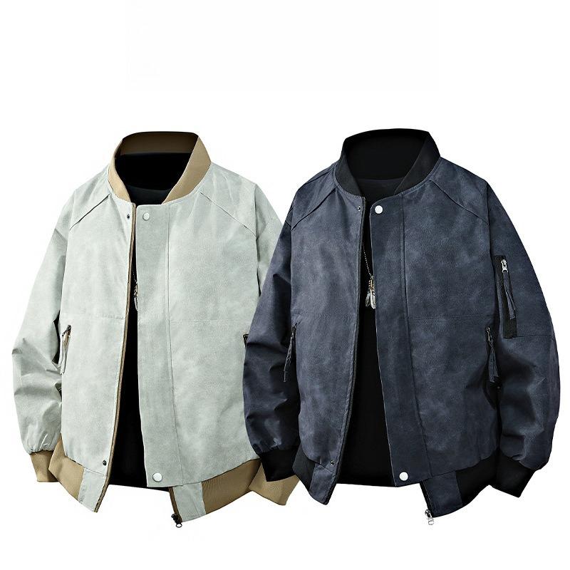 Versatile Coat Minimalist Spring and Autumn Jacket Men's Baseball Suit Men Floral PU Leather Flight Suit Loose Breathable Work Casual Jacket