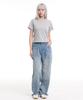 CREAM SODA LAB Women'S Standard Fit Cropped Short Sleeve Tee Gray