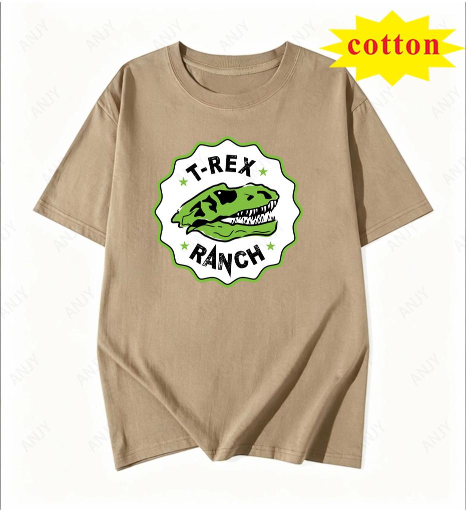 American Retro Tyrannosaurus Rex Printed Short Sleeved Street Wear Cool Pure Cotton Tshirt Regardless Of Gender