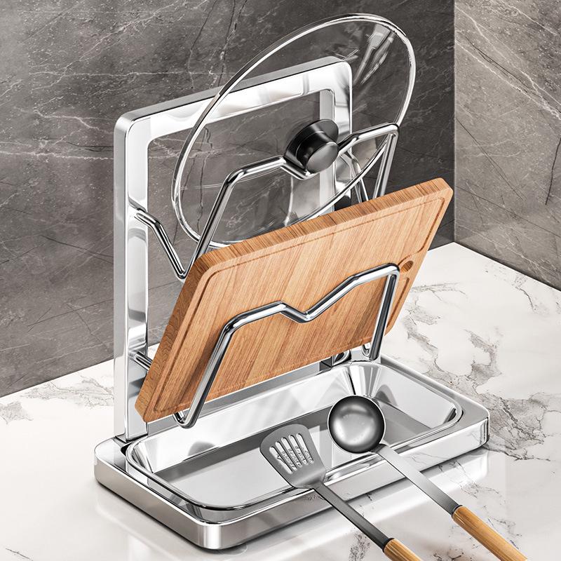 Multi-functional Kitchen Countertop Rack for Pot Lids, Spoons, and Spatulas