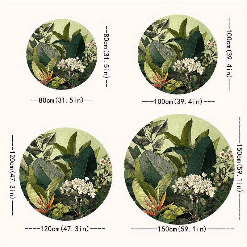Luxury Tropical Botanical  Pattern Round Shape Floor Mats Kitchen Hallway Runner Rug Bedroom Living Room Soft Carpet Non-slip Area Rug