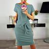 Women' S Fashion Cool Solid Color Casual Formol Party Short Sleeve Elegant Dress