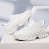 Men's Hidden Height Sports Casual White Cowhide Shoes, Low-Top, Thick Sole for Spring.