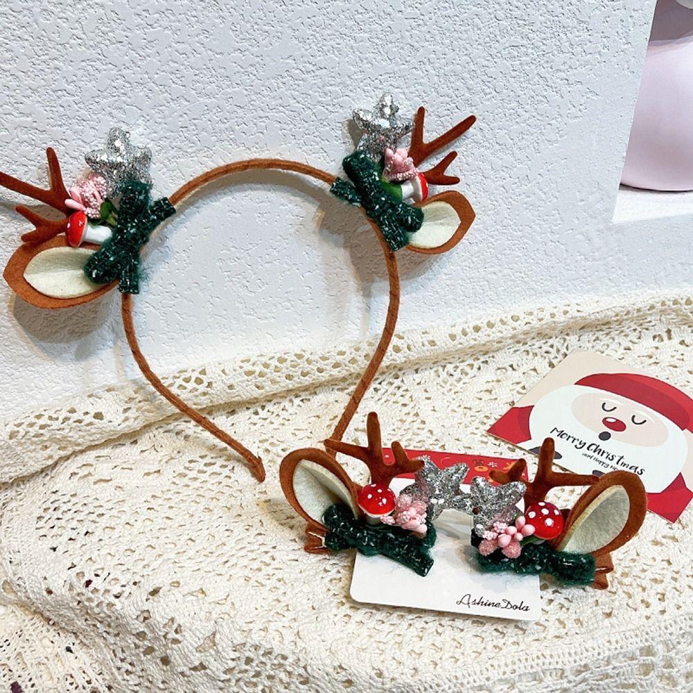 Weihnachtskostüm Verkleidung Kinder Haarspange Geweih Haarnadel Elch Haarreif Weihnachts-Kopfschmuck