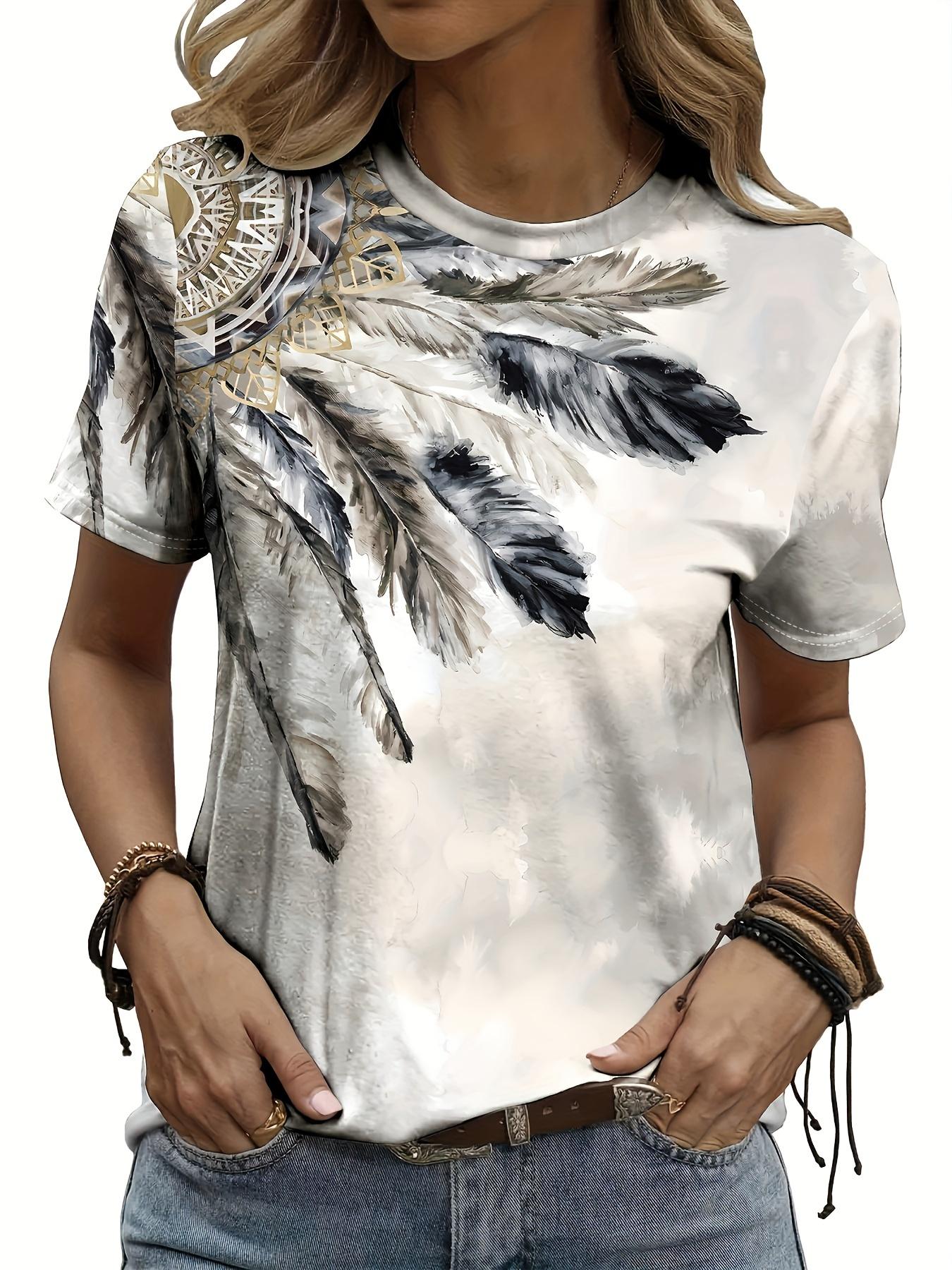 Women s Casual Short Sleeve T-Shirt with Gradient Print - S дубильная кора