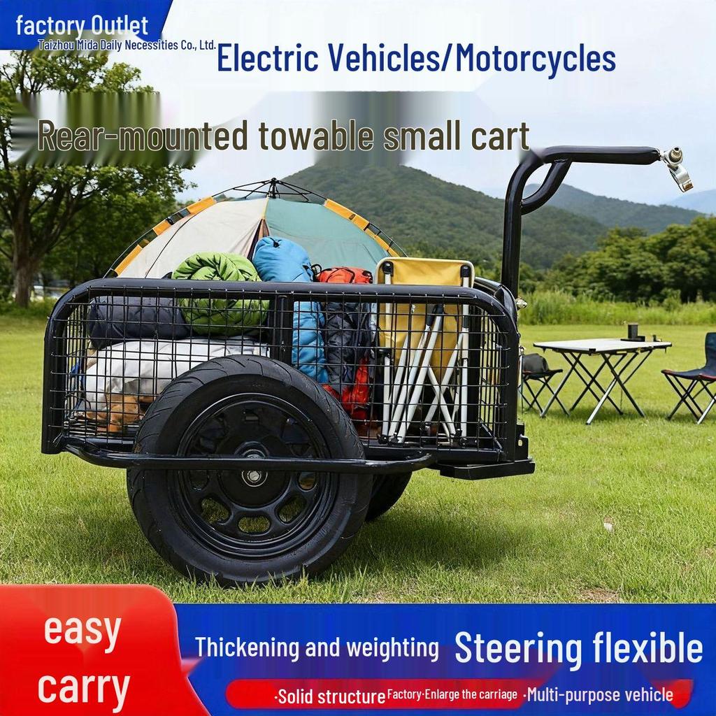 Portable Electric Towable Camping Cart - Hand-Pushed Picnic and Small Trailer
