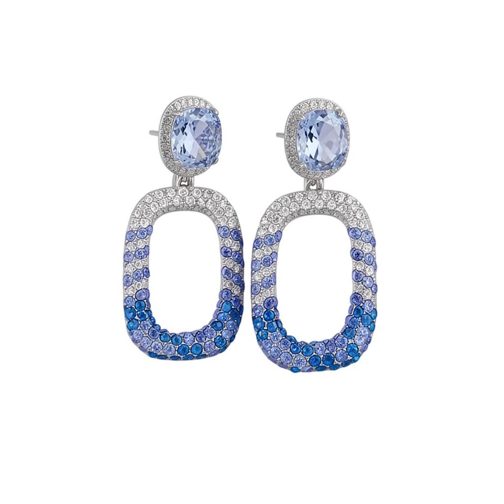 Silver Needle Luxury Rhinestone Hollow Square Stud Earrings - High-End Niche Design for Women