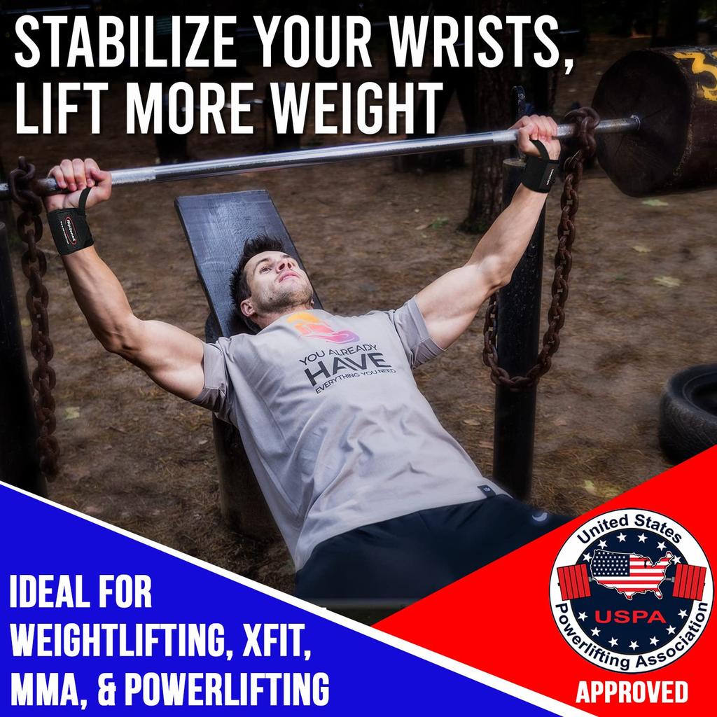 Rip Toned Wrist Professional Grade Unisex Wrist Support Brace with Thumb Loops for and Strength Training with Bonus Wraps 18" Weightlifting, X-Fit,