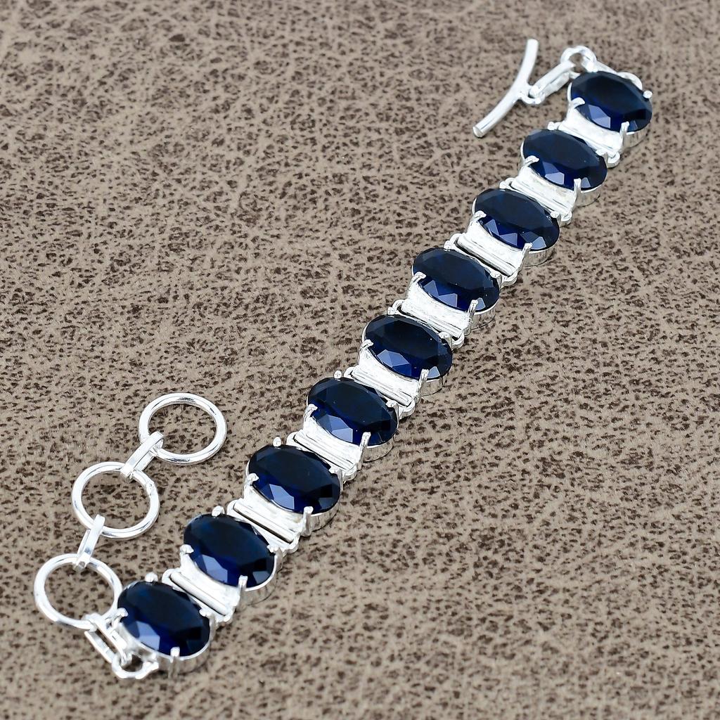 Amethyst Gemstone Handmade 925 Sterling Silver Bracelet 7-8" KKG-138
