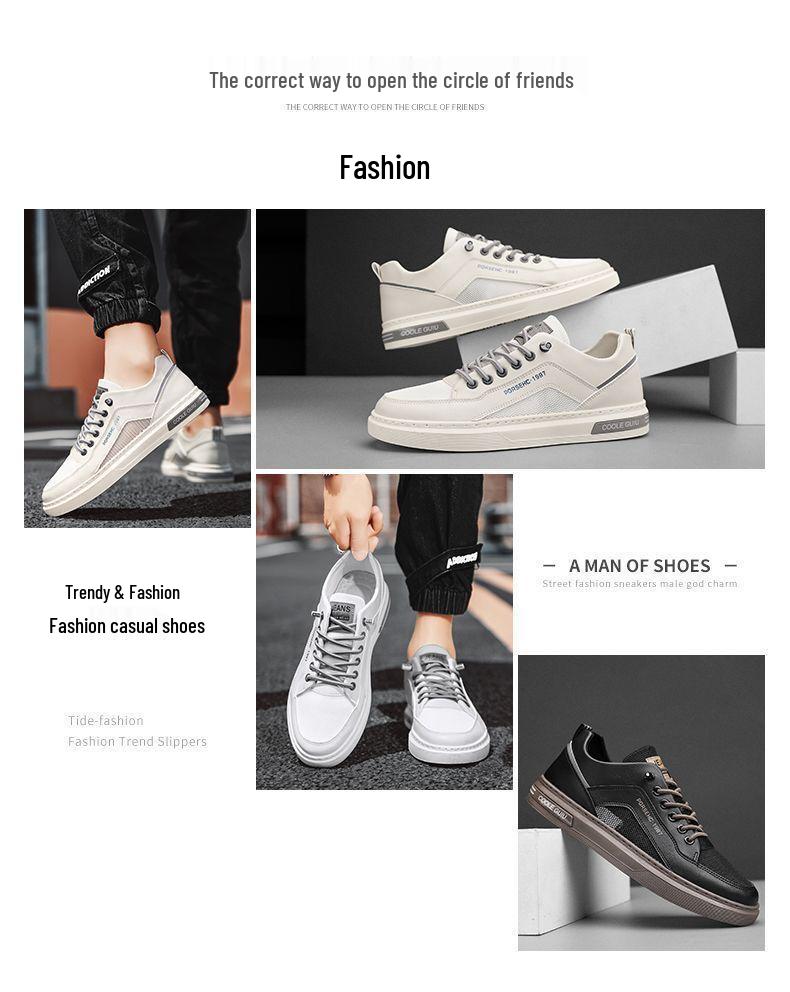 Men's Spring/Summer Breathable Mesh Casual Lightweight Fashion Shoes, Trendy and Versatile for Students, White