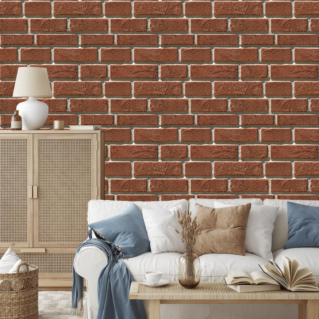 Red 3D Brick Wallpaper for Living Room and Bedroom 50x1000