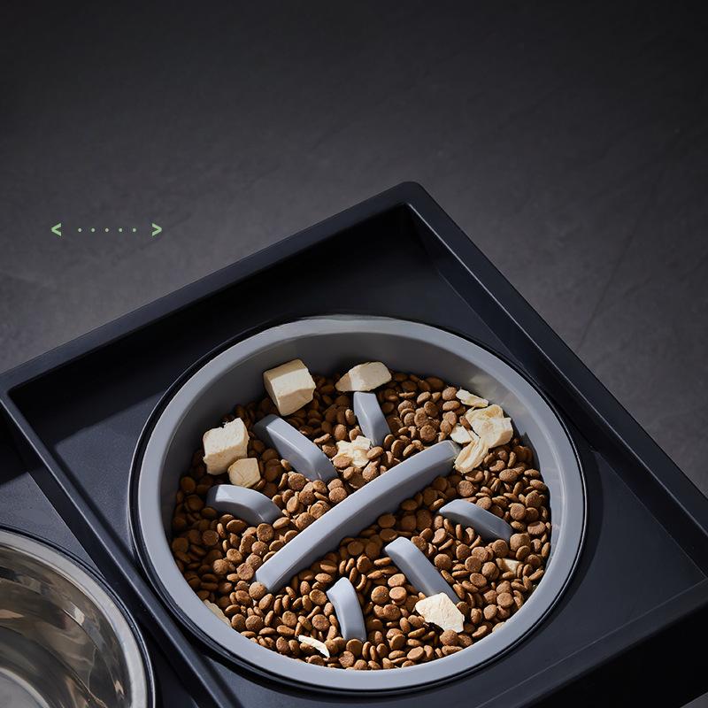 Special Feeding and Watering Bowl for Big Dogs  Adjustable Elevated Bowl  High-quality Neck Protection Stainless Steel Slow Food Bowl