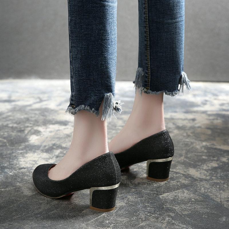 Mode 2024 Escarpins à Talons Hauts pour Femmes Sexy Fête Talon Moyen Épais Bout Pointu Décolleté Bas Chaussures Chaussures pour Femmes Grande Taille 36-45