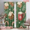 2pcs,2D Plane Printing Curtains&Window Treatment Gingerbread House Candy Mug (3) Versatile Polyester (without Rod) Room Decor
