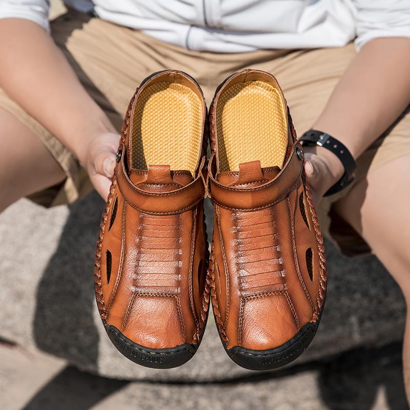 38-48 Sandalias de Playa de Cuero de Verano para Hombre Talla Grande