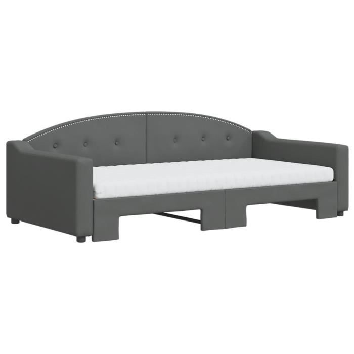 VidaXL Daybed with Trundle and Mattress Dark Grey 100x200 Cm Fabric 3197554