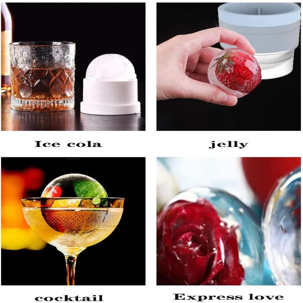 4Pcs Circular Ice Hockey Mold 7cm Ice Sphere Moulds for No-Lead Crystal Whisky for Bourbon Freezer Ice Mold Kitchen Gadgets