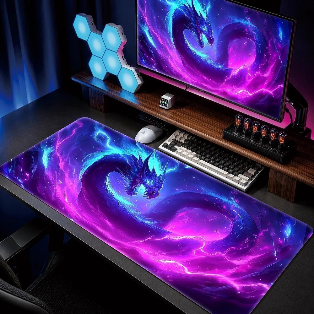 ESports Game Mouse Pad Cool Blue And Purple DragonShaped Desk Pad For Computer Office Use Durable And WearResistant