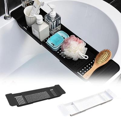 Badewannenregal, ausziehbares Badezimmer-Badewannentablett, Duschablage aus Bambus, Badewannenständer, Handtuchhalter, Buchhalter, Aufbewahrungs-Organizer, Zubehör