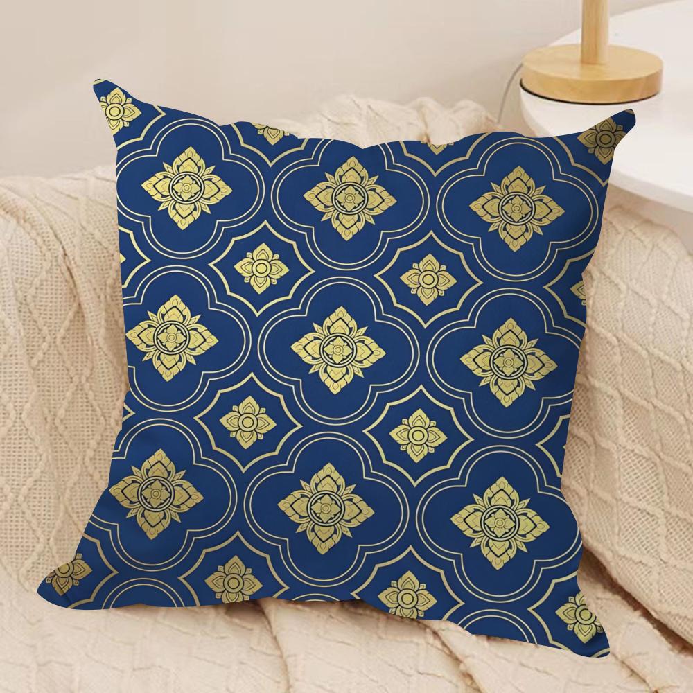 Indonesia Batik Design Cushion Cover Soft Plush Fabric Double-Sided Printed Sofa Cushion Cover for All Seasons Home Decor Gift