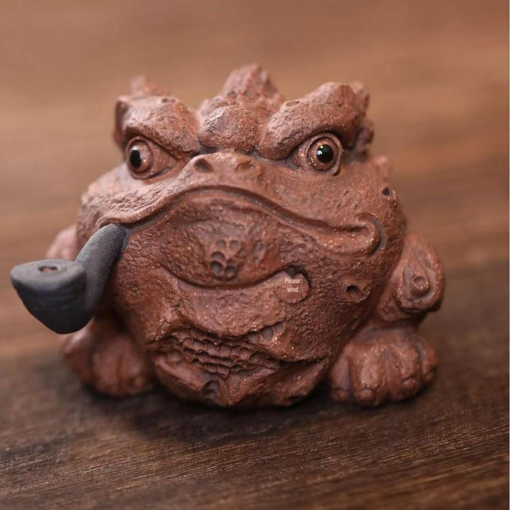 Yixing Zisha Handmade Golden Toad Tea Pet Sculpture