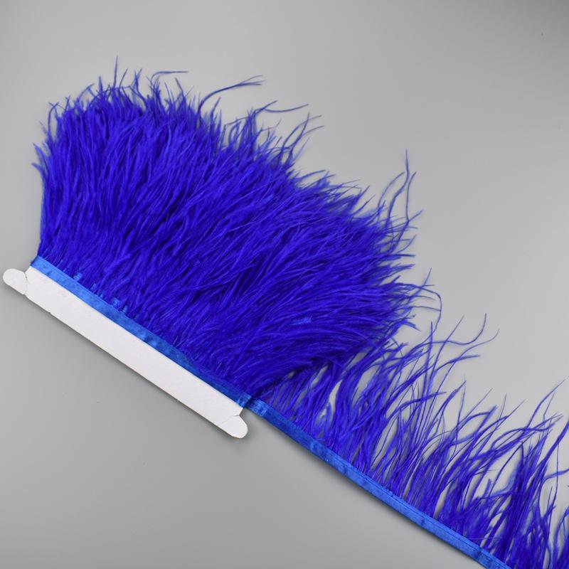 1Meters Ostrich Feathers On Tape Fringe Trim Ribbon 10-15Cm 4-6" Long White Feather Trims Decor For Clothes Flecos Decoration