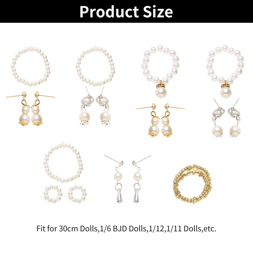 Fashion Mini Pearl Jewelry Necklace Earrings For BJD Dolls Bracelet For 1/6 Doll Clothes Accessories Decoration Kids Diy Toys