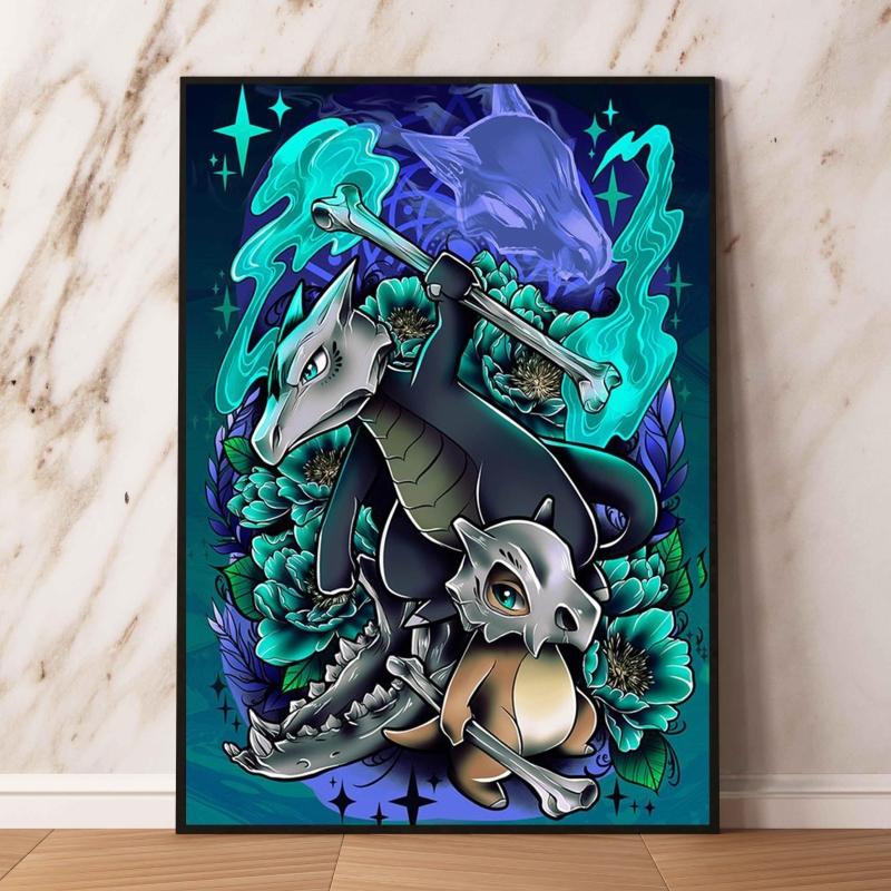 Eeveelutions Decorative Painting Cute Eevee and With Floral Elements High  Quality Wall Art for Home Decor Classic