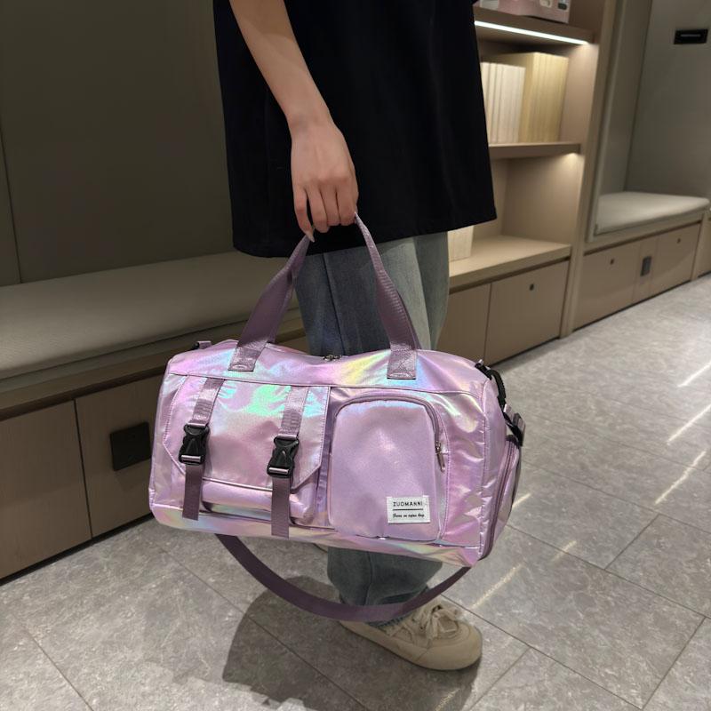 Large Capacity Women'S Nylon Travel Duffel Bag Dazzling Colorful Sports Fitness Bag Very Suitable for Outdoor Sports Travel  Fitness Yoga