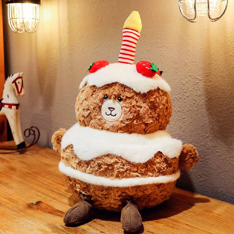 Bear Cake Plush Toy Stuffed Doll Throw Pillow Cartoon Decorative Kids Gifts