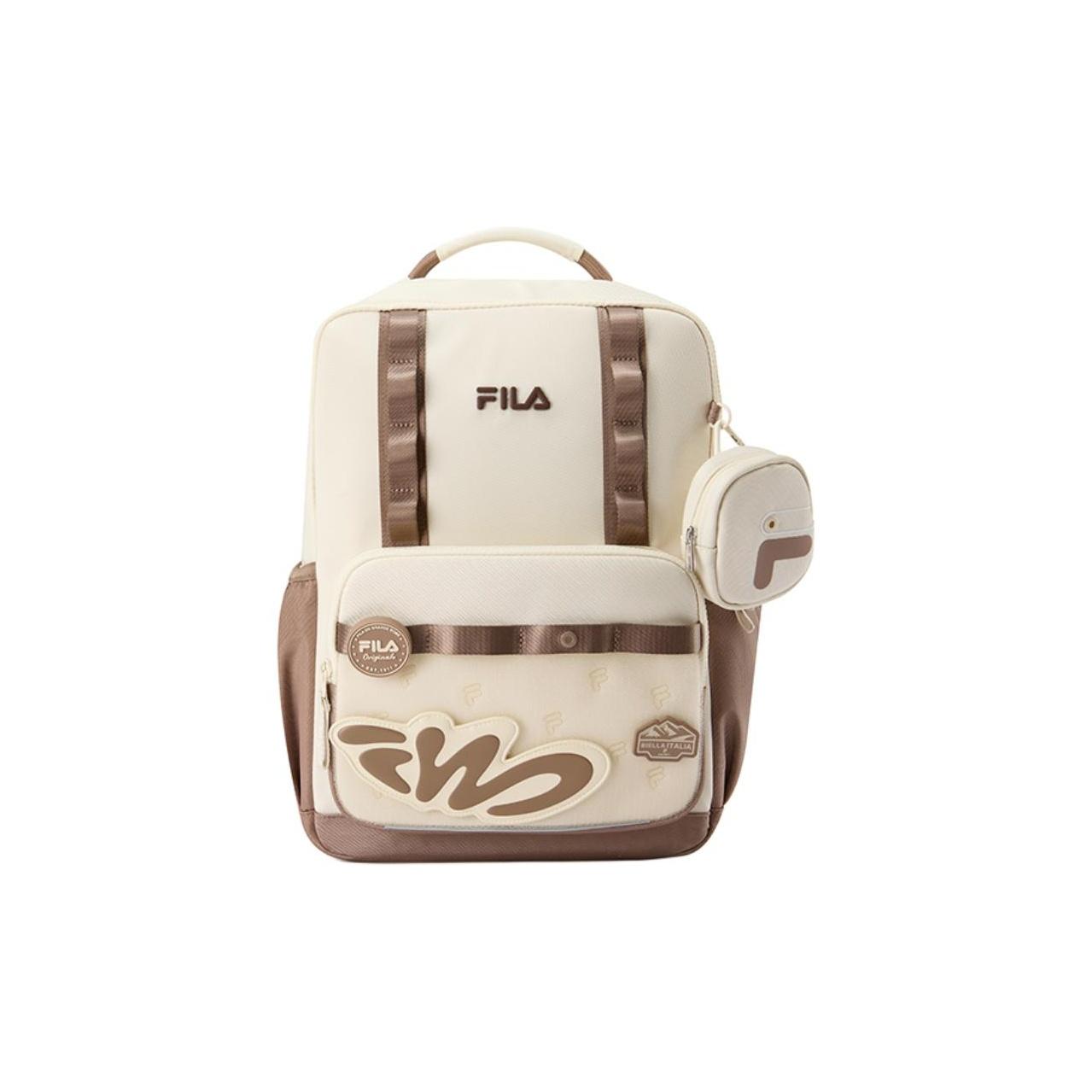 FILA Spine Protection Lightweight Water-Resistant Nylon Student Backpack Kids backpacks Oriental-White K18B541105F-WT Medium