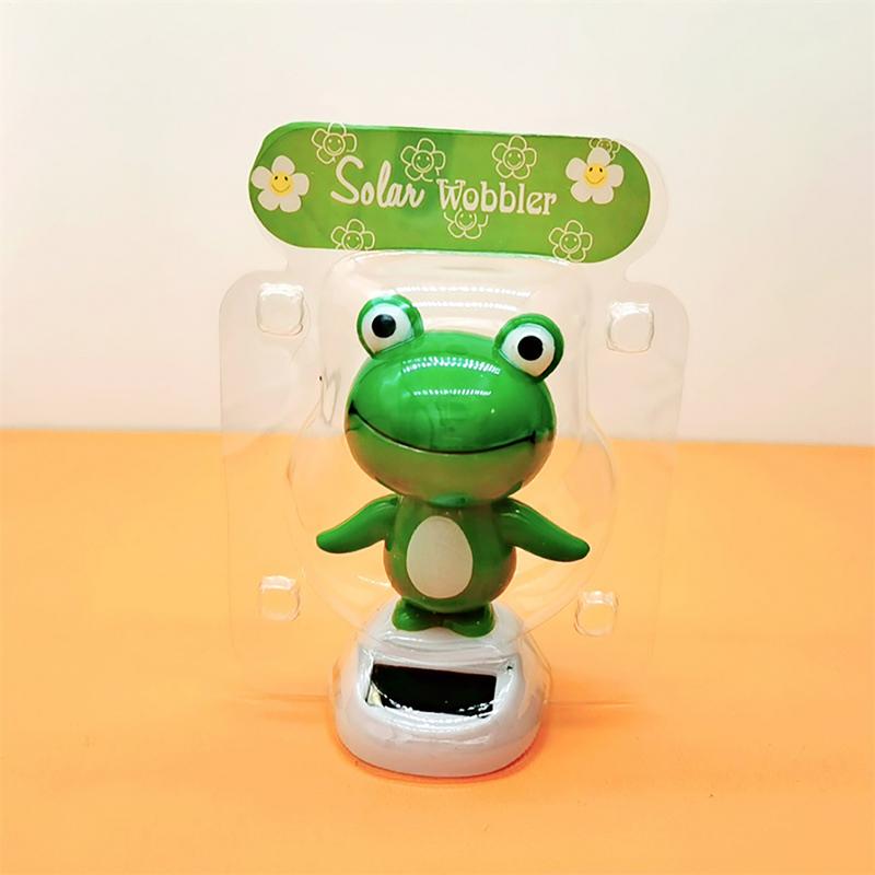 Bobble Head Frog Cute Frog Car Solar Decoration Cute Animated Shaking Head Bobblehead Car Dashboard Animal Auto Car Decoration