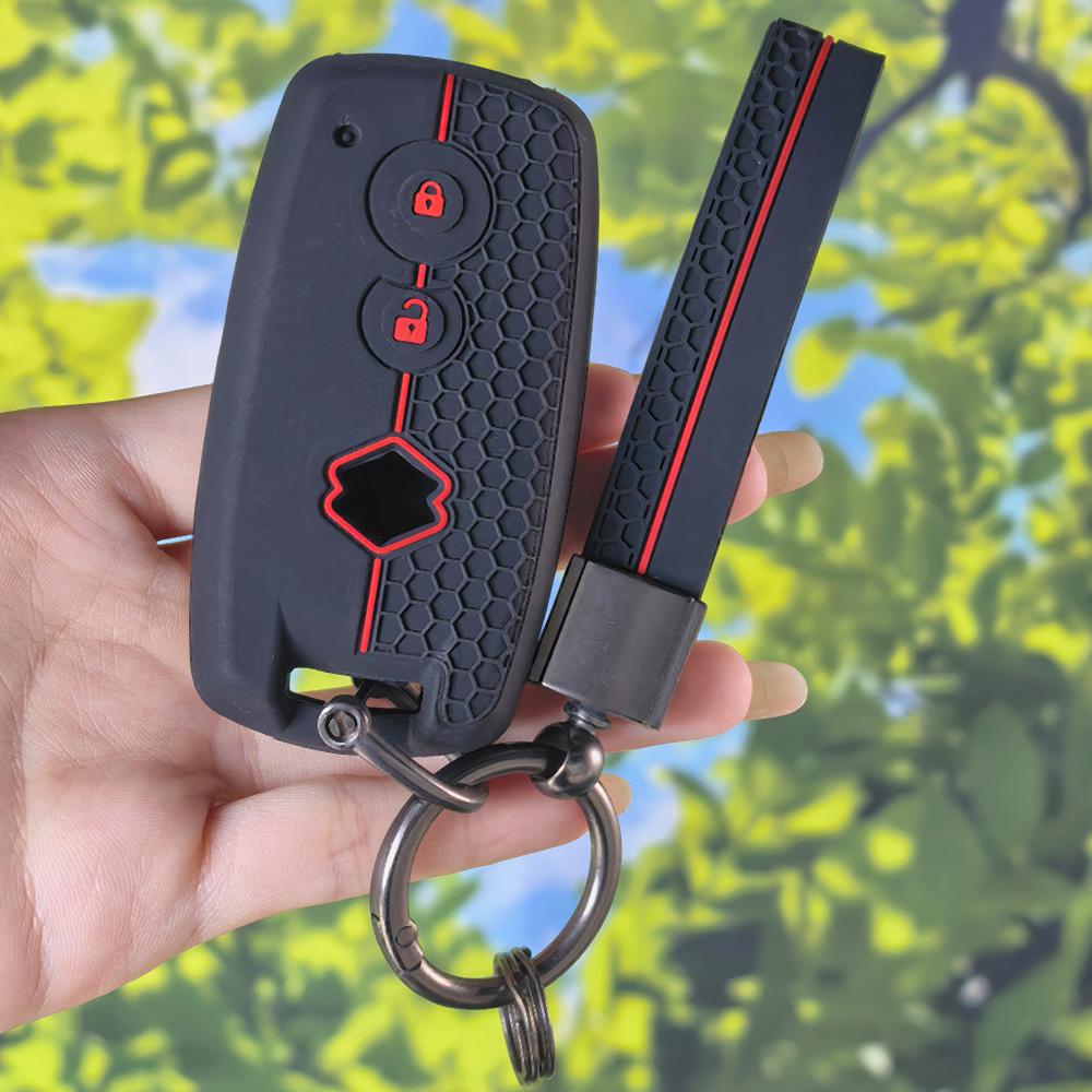 Non-slip Honeycomb Silicone Key Case With Keychain, Portable Protector For Suzuki Swift Grand Vitara SX4 S-Cross XL-7 Remote Key