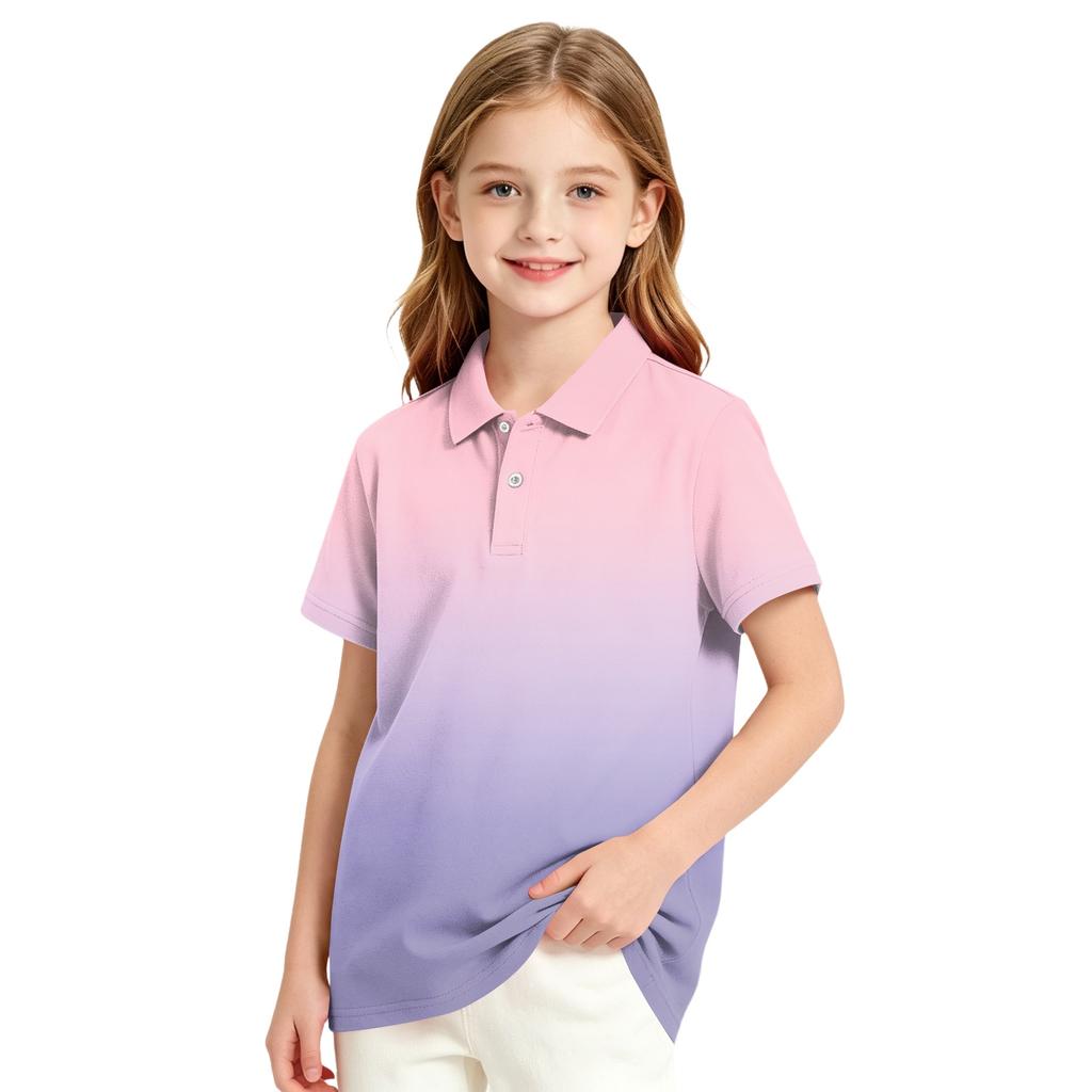 Girls' School Uniform Polka Dot T-Shirt - Versatile Casual Formal Top for Back to School Everyday Wear