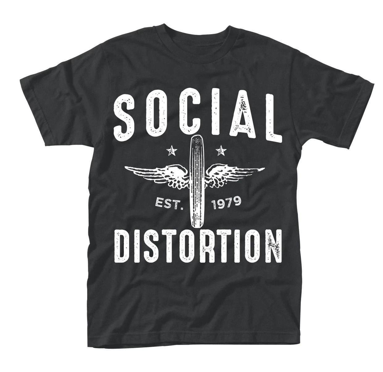 SOCIAL DISTORTION - WINGED WHEEL BLACK T-Shirt Medium 4XL