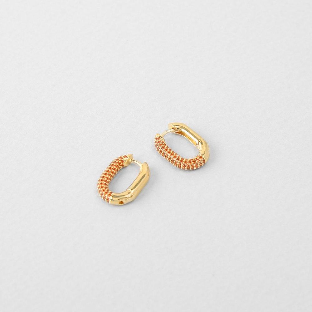 [Judy and Paul] Jeffrey Mini Yellow Gold Orange Brown Hoop Earrings E51653