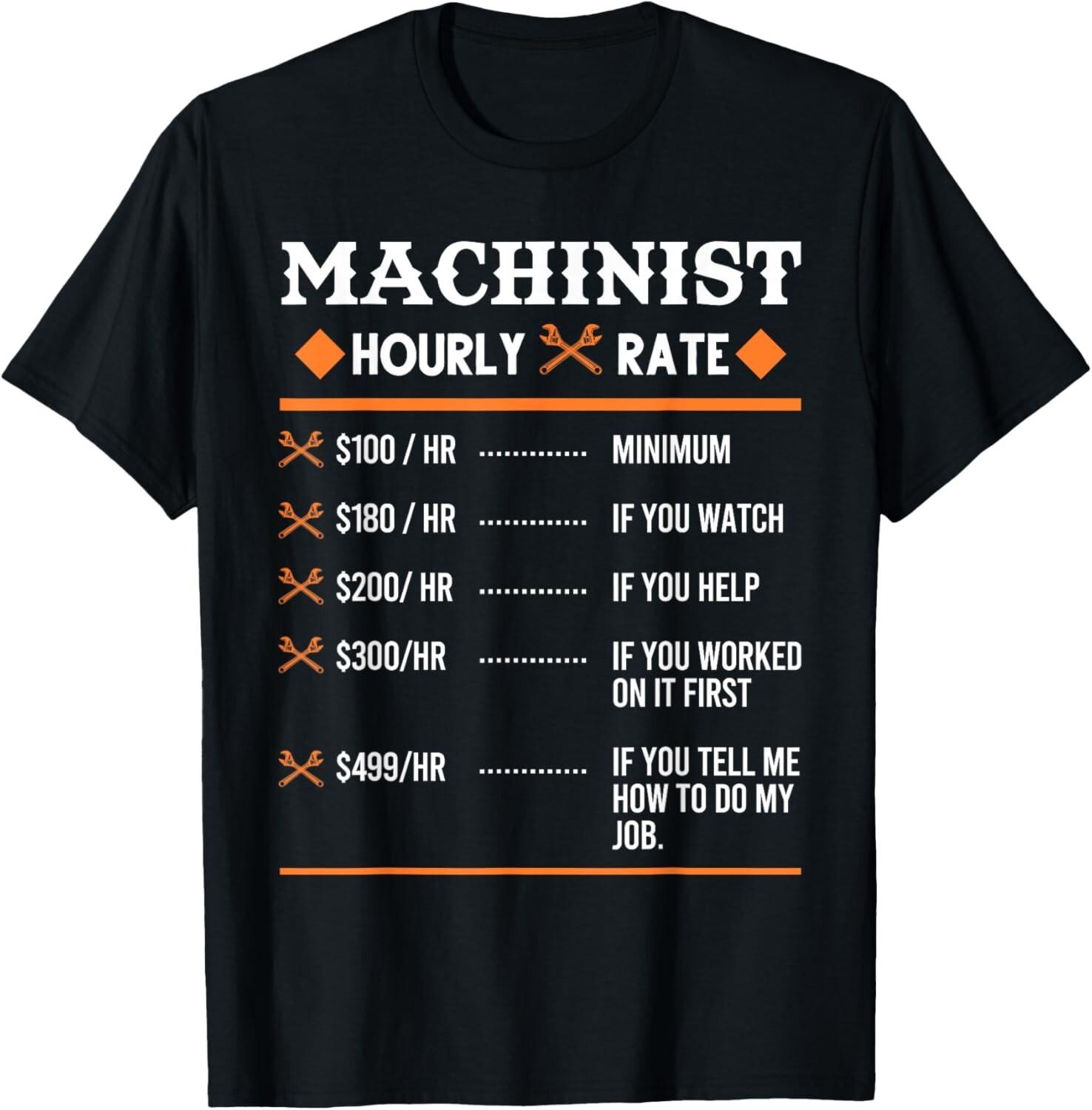 Machinist Hourly Rate Machining Tee Gift Unisex T-Shirt S разноцветный