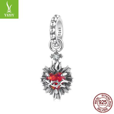 Pendentif Croix Amour Vintage Accessoires Populaire Argent Sterling S925 Cœur Sacré Perles DIY