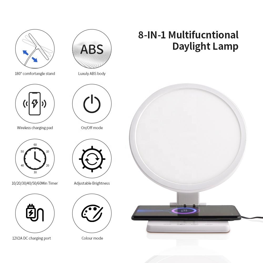 Smart Phone Wireless Charging Lamp Bad Mood Adjust Light Therapy Sunlight Sad Lamp