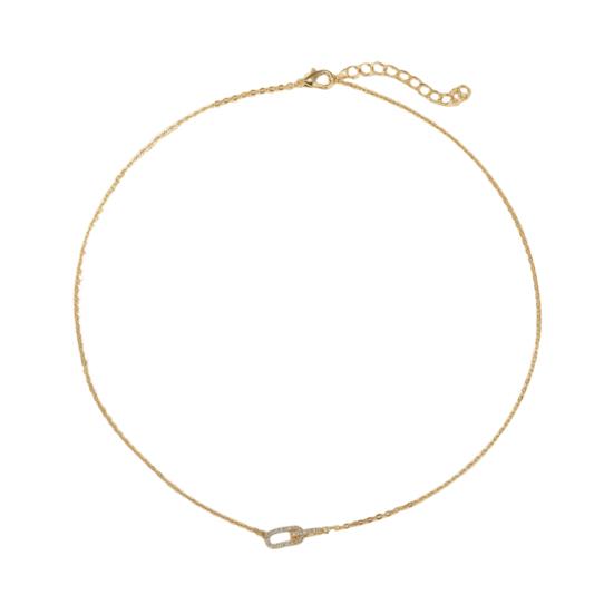 Women Necklace Rhinestone Paper Clip Pendant Adjustable with Extended Length Hollow Chain Lady Clavicle Necklace Neck Jewelry
