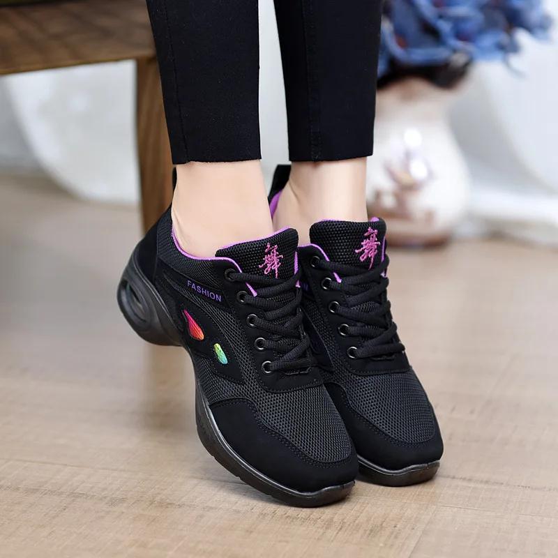 Women Dance Sneakers for Woman Jazz Shoes Mesh Modern Outsole Dance Sneakers Breathable Lightweight Dancing Fitness Shoes For