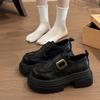 Cowhide Version Thick-soled Thick-heeled Small Leather Shoes Women's 2025 New Versatile Height-increasing Women's Shoes Single Shoes Leather Loafers 