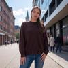 Rose Beauty A Autumn and winter women's knitted round neck loose solid color sweater