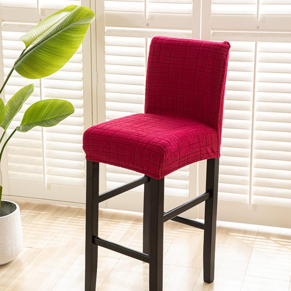 Elastic Short Back Chair Covers Washable Seat Slipcovers Universal Bar Stool Covers Party красный