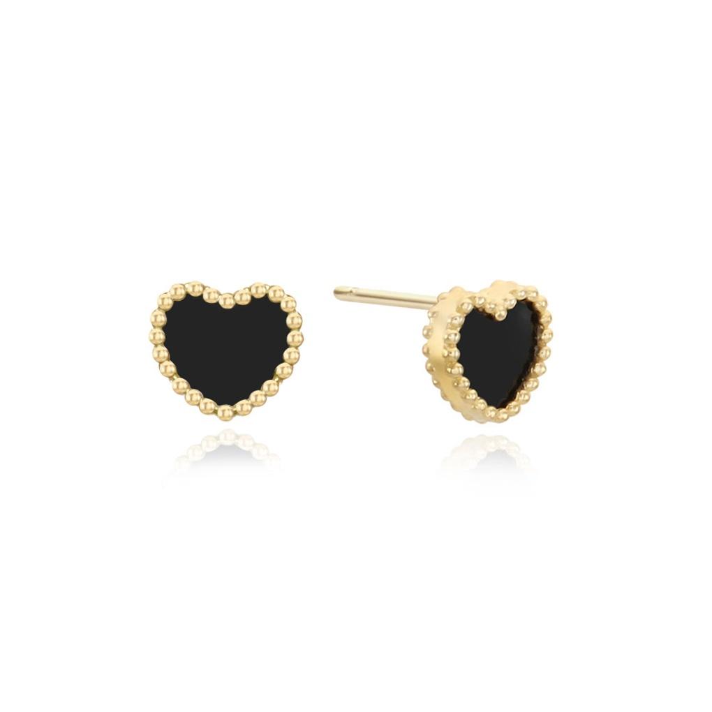 LLOYD Black Onyx Lorette Heart 14k Gold Earrings LPFN4218G
