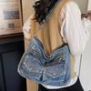 Vintage Multi-pocket Denim Tote Bag Women's Shoulder Bag