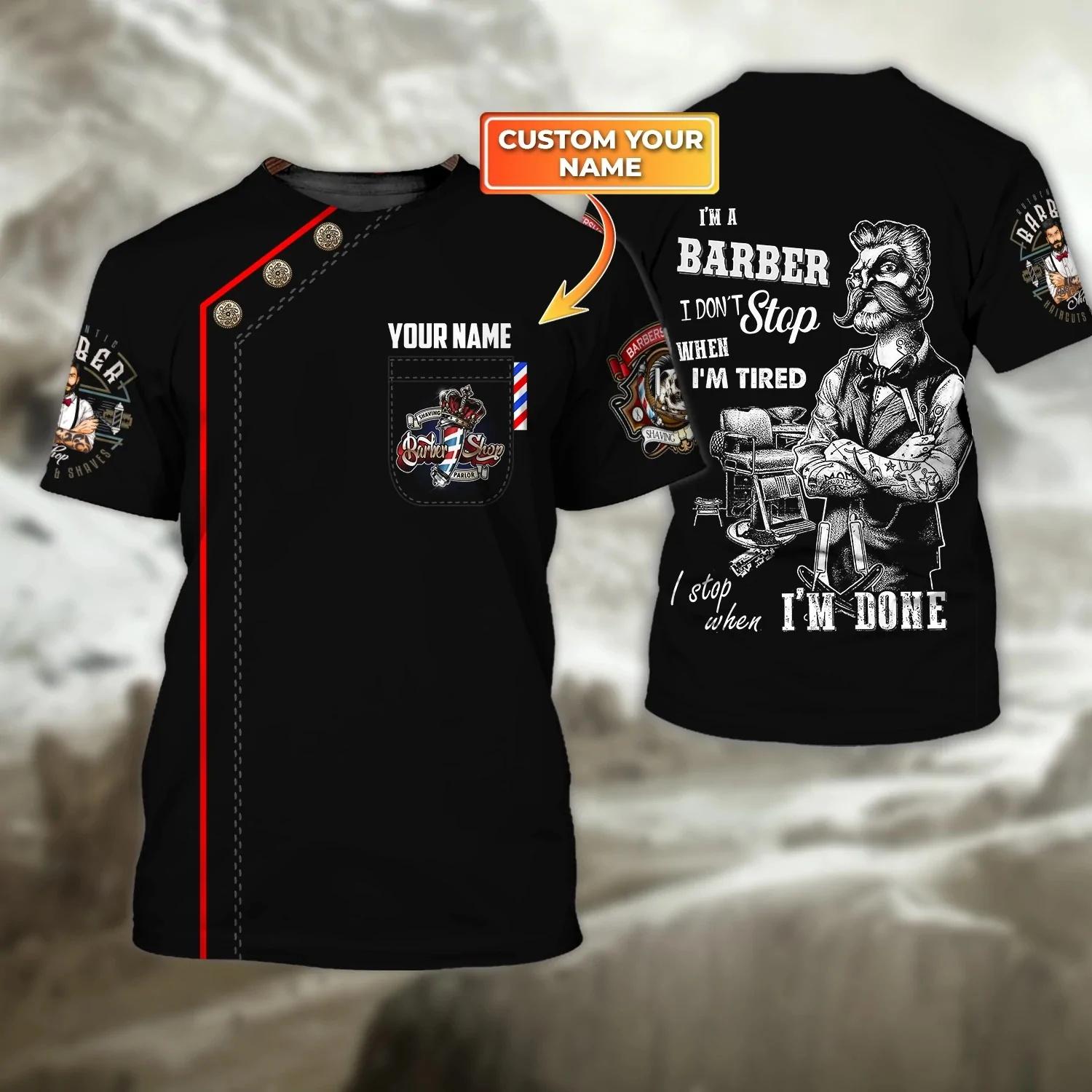 

Летняя модная мужская футболка с персонализированным именем парикмахера, 3D-печатная футболка унисекс, подарок для парикмахера, повседневные топы с коротким рукавом DW70 6XL серый