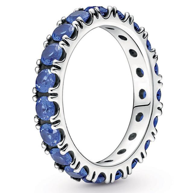 

Аутентичное кольцо из стерлингового серебра 925 пробы Rose Row Eternity Ring с кристаллом для женщин, модные украшения 9