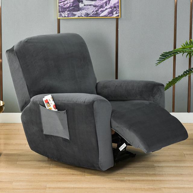 Wing Chair Cover Velvet Plush High Stretch Slipcovers For Wingback Chairs Slipcover Washable Armchair Protector Cover