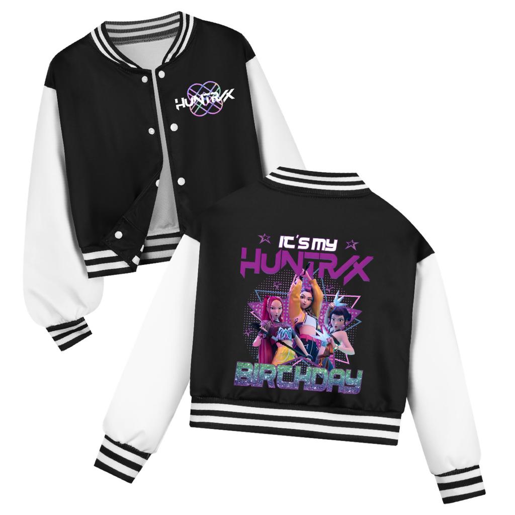 Kpop Demon Hunters Costume Zoey Mira Print Baseball Uniform Autumn Long Sleeve Jacket Coat Fans Gift For Kids